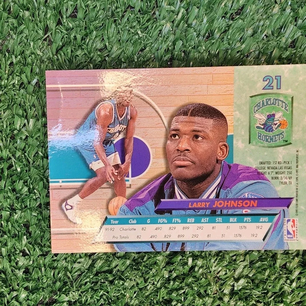 NBA Charlotte Hornets Larry Johnson 1992 Rookie Of The Year Plaque And Card